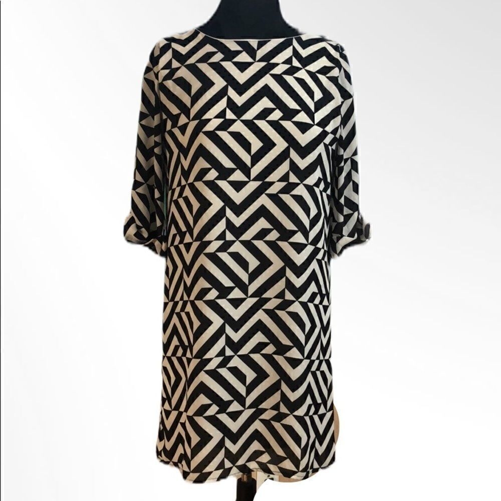 everly Geometric Print Sheath Dress Size M